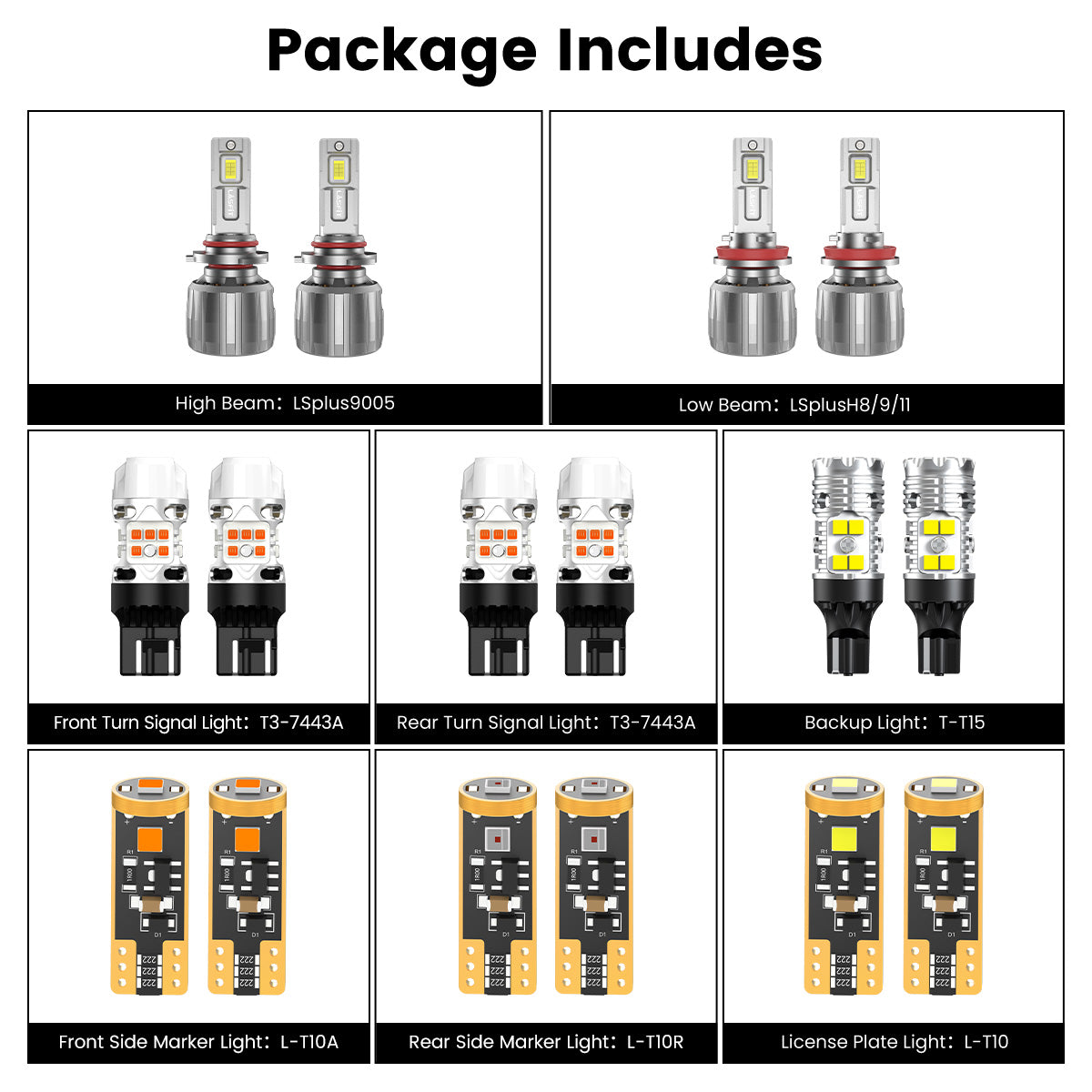 Lasfit combo package led bulbs for 2017-2018 Ford Escape With Halogen Reflector Assembly W/o Fog Lights