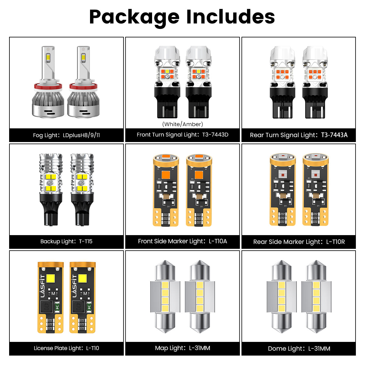 Lasfit combo package led bulbs for 2017-2018 Subaru Forester W/ LED Headlights