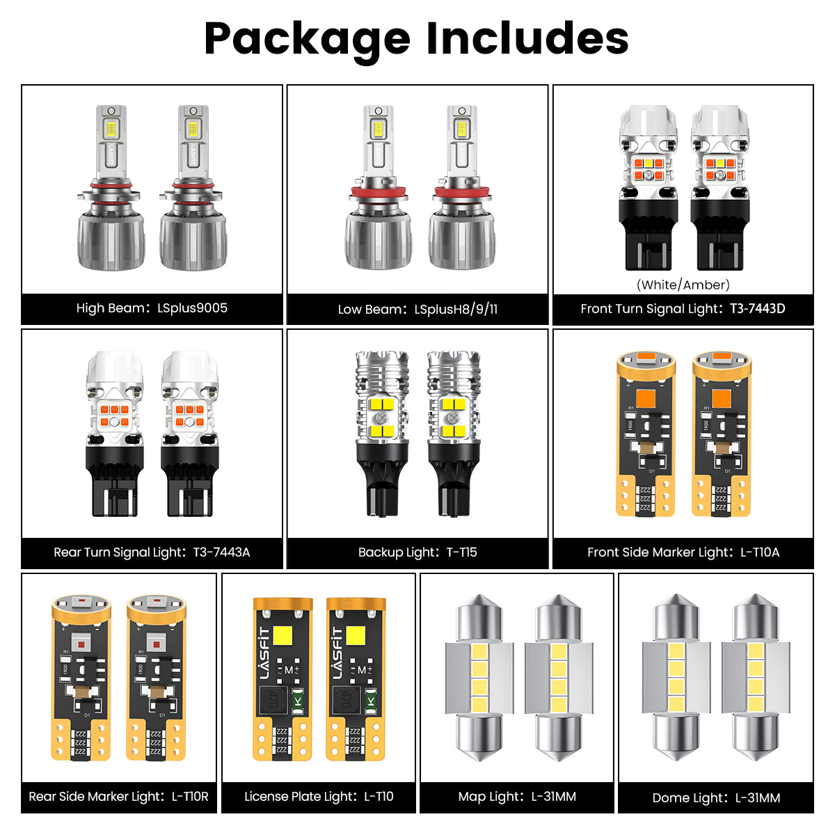 Lasfit combo package led bulbs for 2017-2018 Subaru Forester W/o Fog Lights