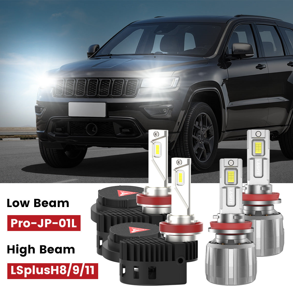 Lasfit led headlight bulbs for 2017-2022 Jeep Grand Cherokee