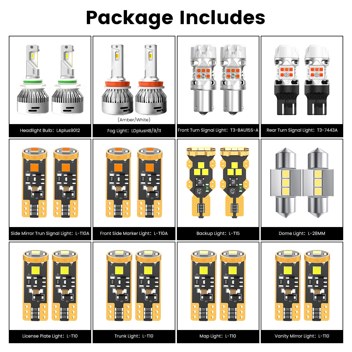Lasfit combo package led bulbs for 2018-2019 toyota chr