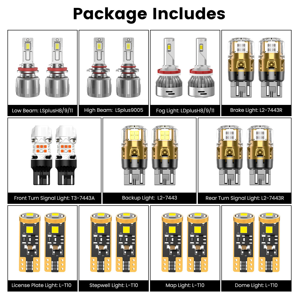 Lasfit combo package led bulbs for 2018-2020 Honda Odyssey EX/EX-L/EX-L Navi/Res/EX-L N/R
