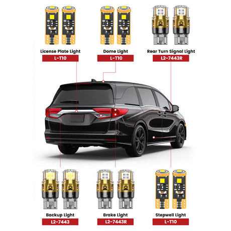 Lasfit combo package rear led bulbs for 2018-2020 Honda Odyssey