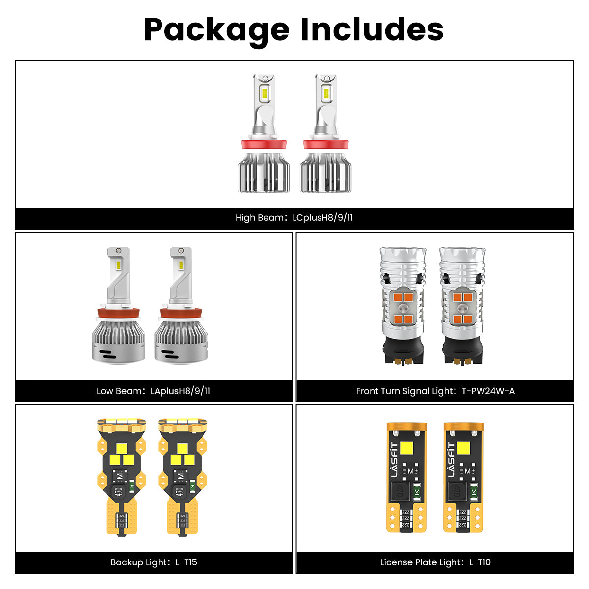 Lasfit combo package led bulbs for 2018-2020 ford fusion