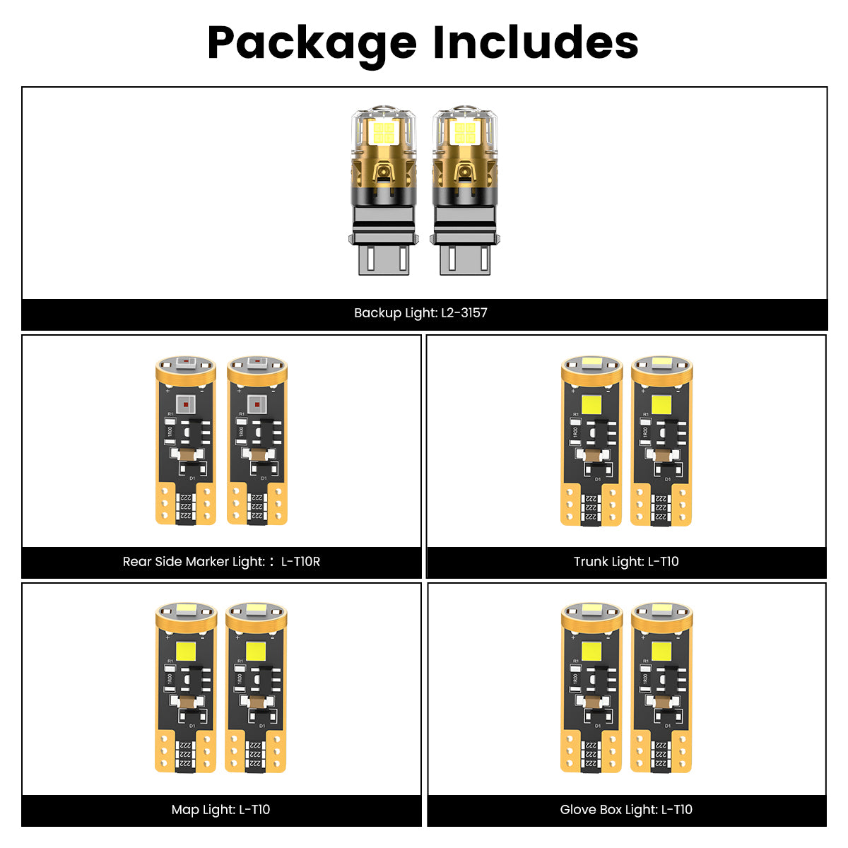 Lasfit combo package led bulbs for 2018-2023 Ford Mustang