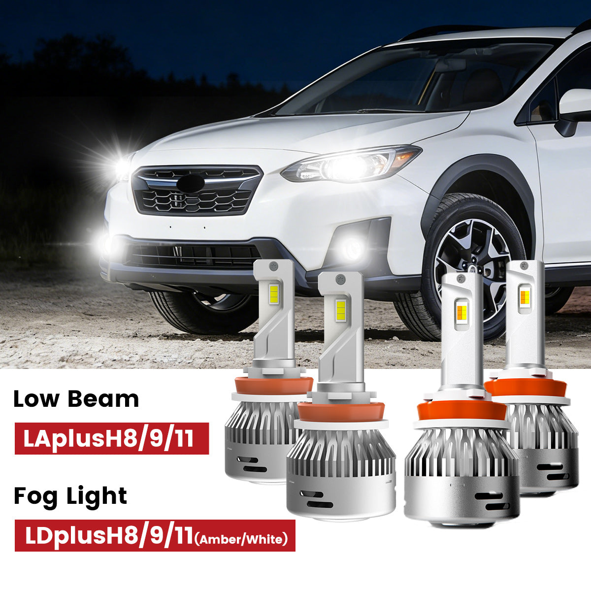 Lasfit H11 led fog lights and low beam for 2018-2023 Subaru Crosstrek