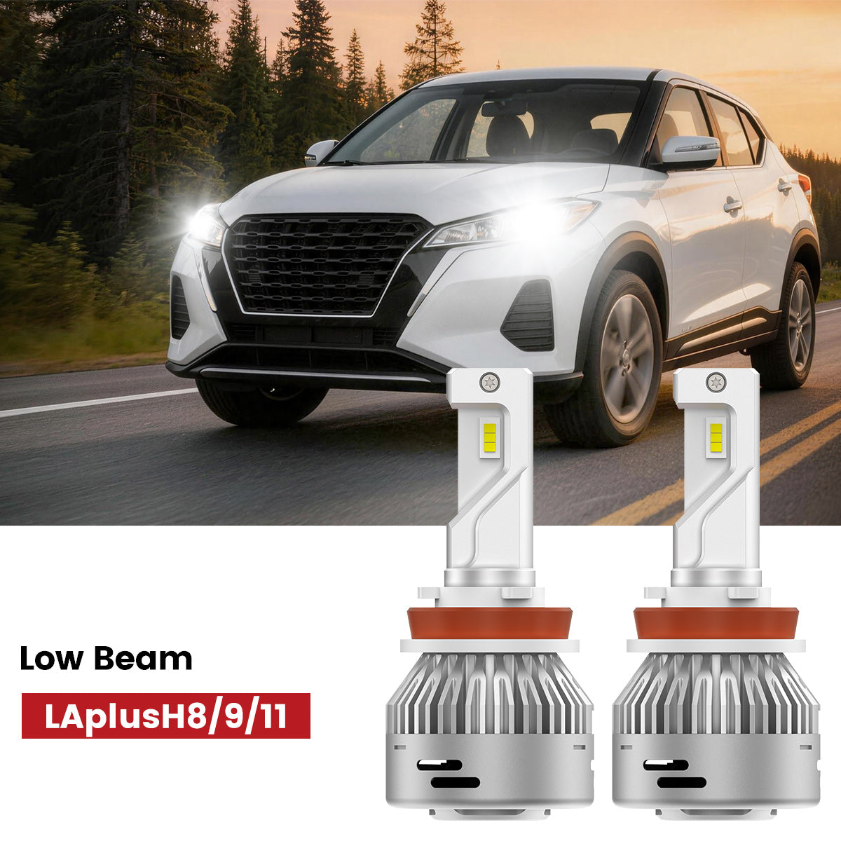 H11 LED low beam bulbs for 2018-2024 Nissan Kicks