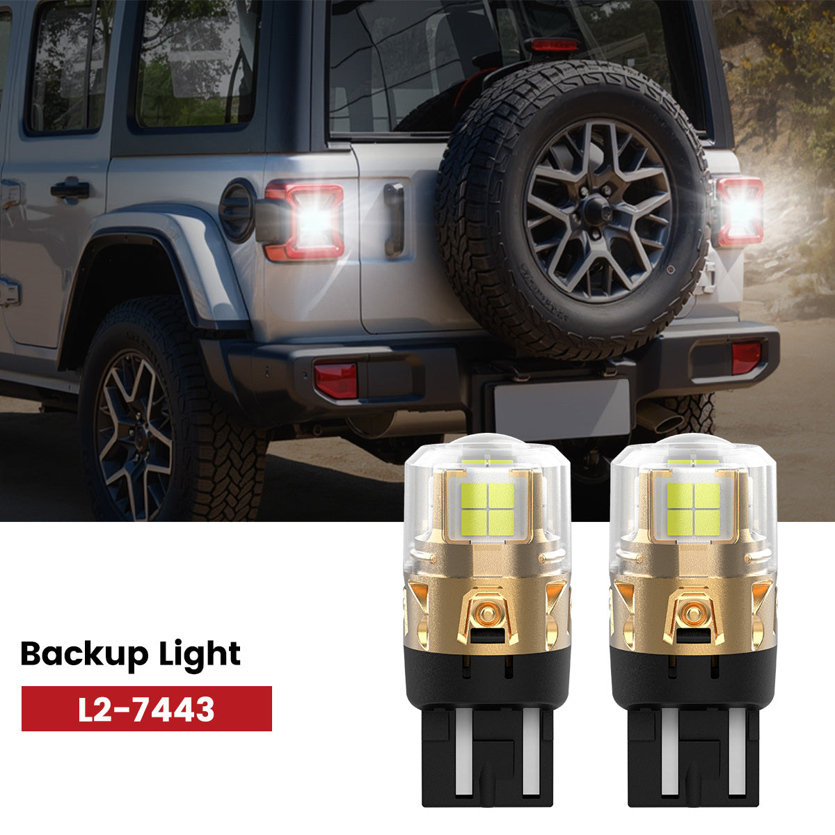 Lasfit 7443 led backup lights fit for 2018-2025 Jeep Wrangler