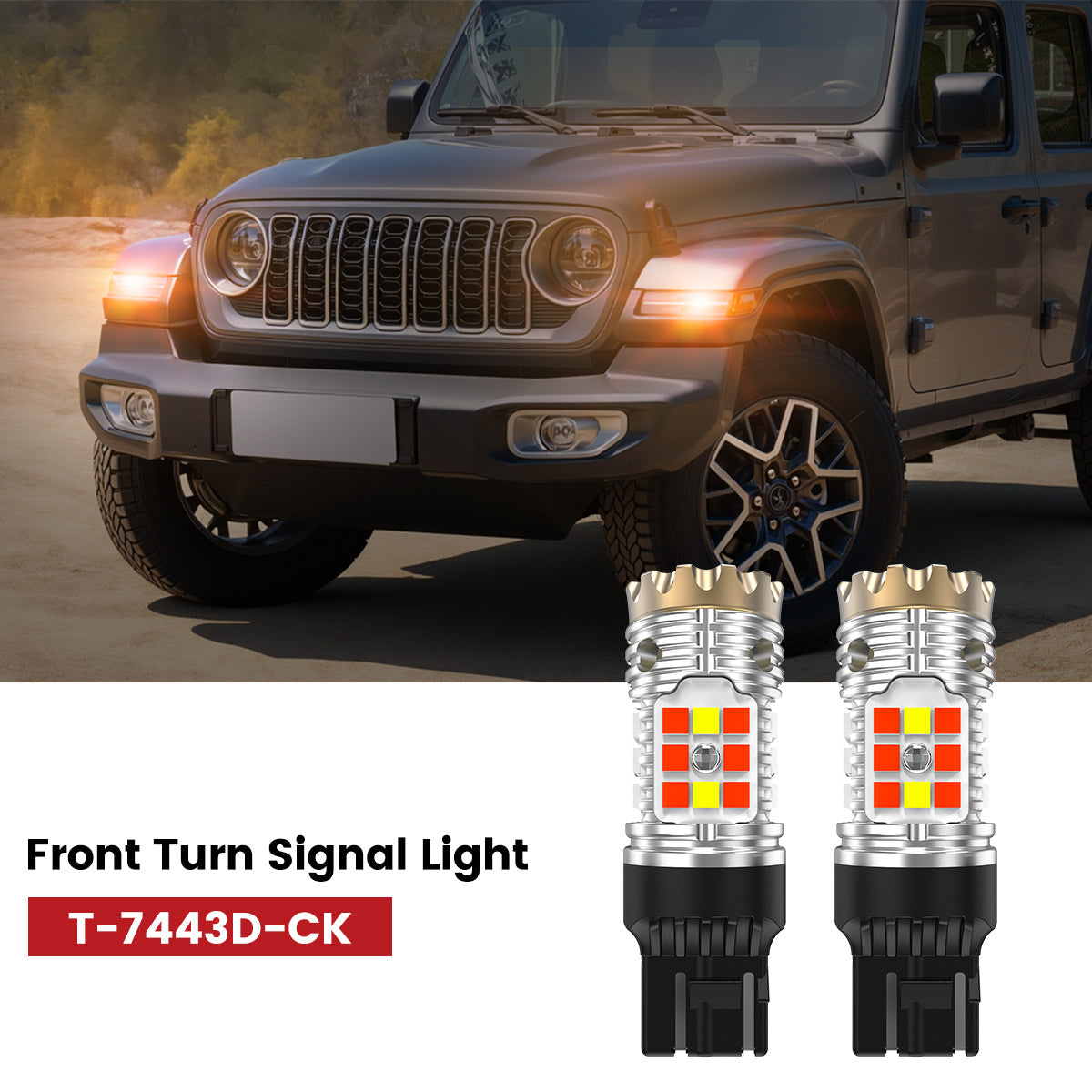 Lasfit 7443 led front turn signal lights fit for 2018-2025 Jeep Wrangler