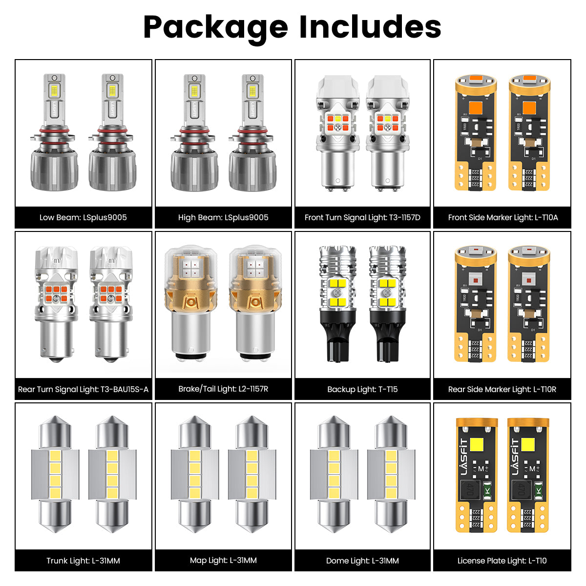 Lasfit combo package led bulbs for 2019-2020 Hyundai Santa Fe SE