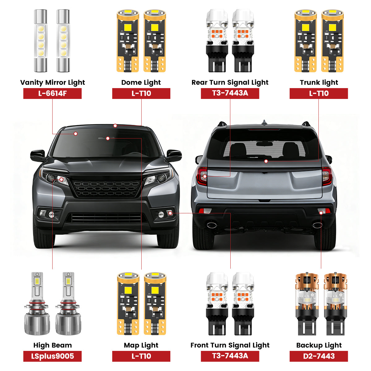 Lasfit led bulbs for 2019-2021 Honda Passport