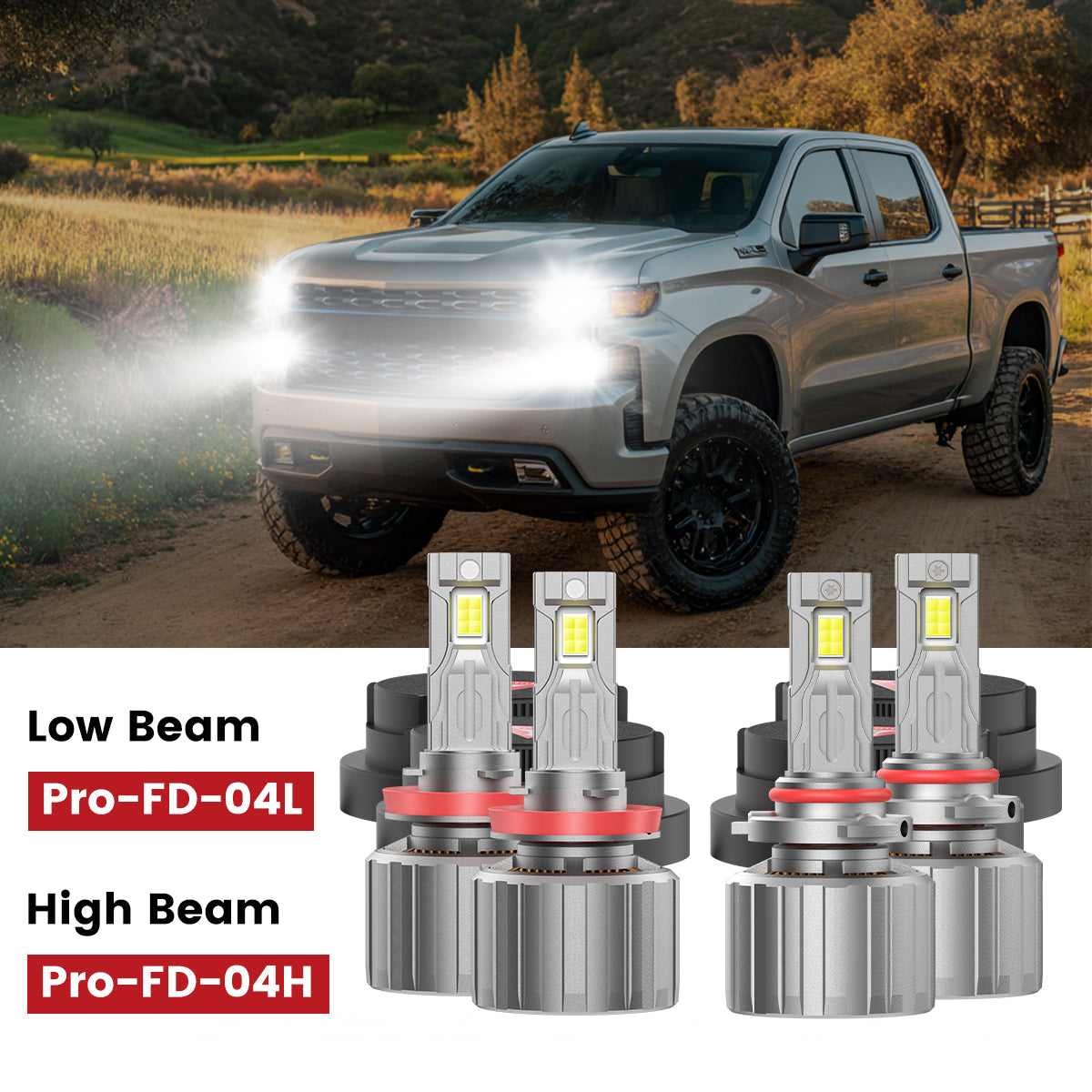 custom-made H11 9005 LED headlight bulbs for 2019-2021 chevy Silverado 1500