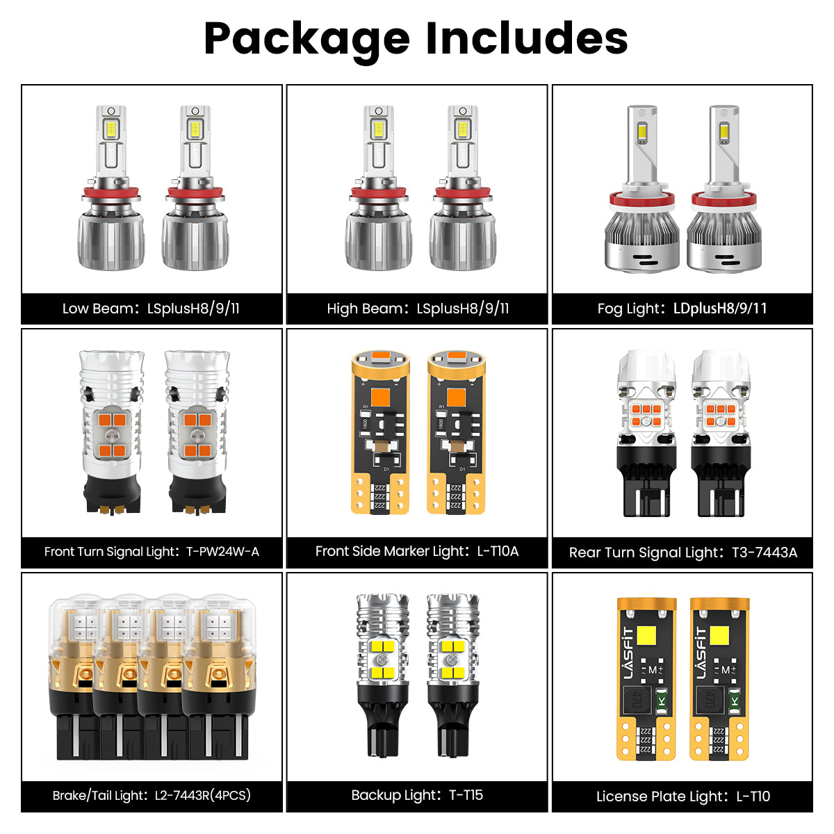 Lasfit combo package led bulbs for 2019-2023 Ford Transit Connect W/ Halogen Headlights W/ Fog Lights