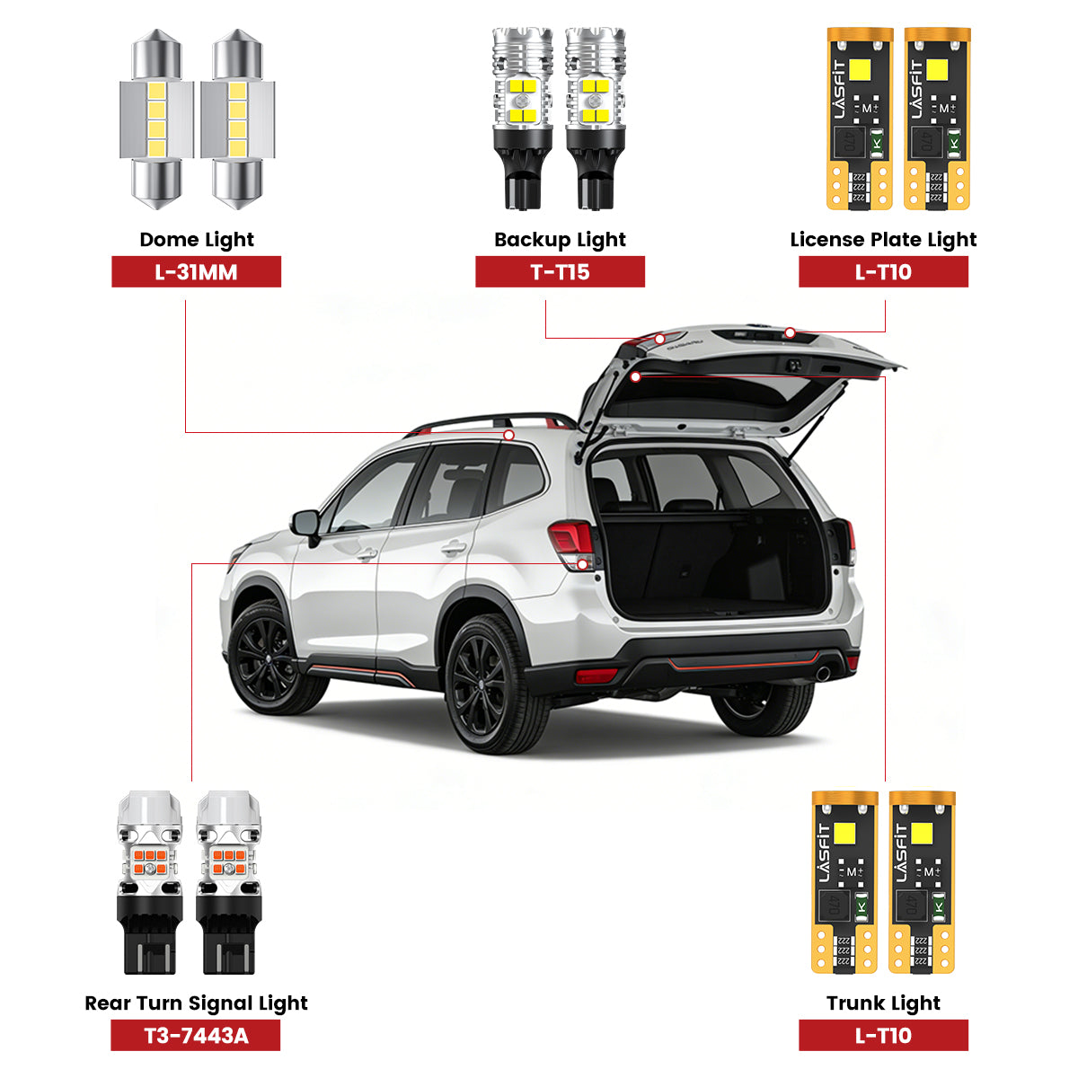 Lasfit rear led bulbs for 2019-2024 Subaru Forester