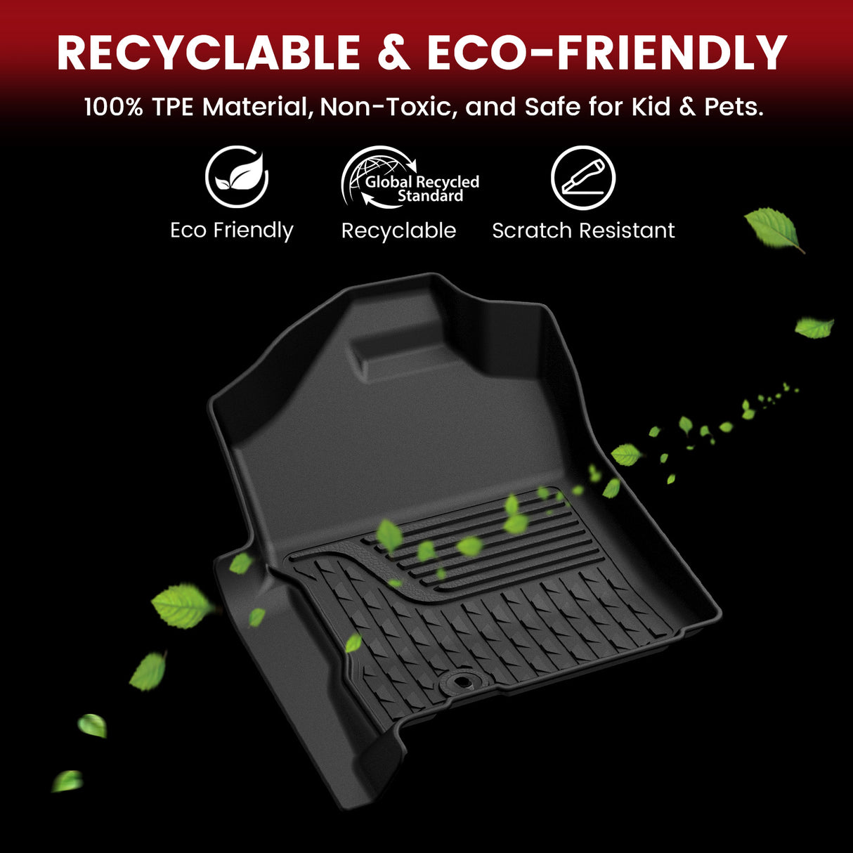 2019-2024 Ram 1500 1st & 2nd Floor Mats Fit Bucket Seat & Storage & Carpet Floor TPE Material