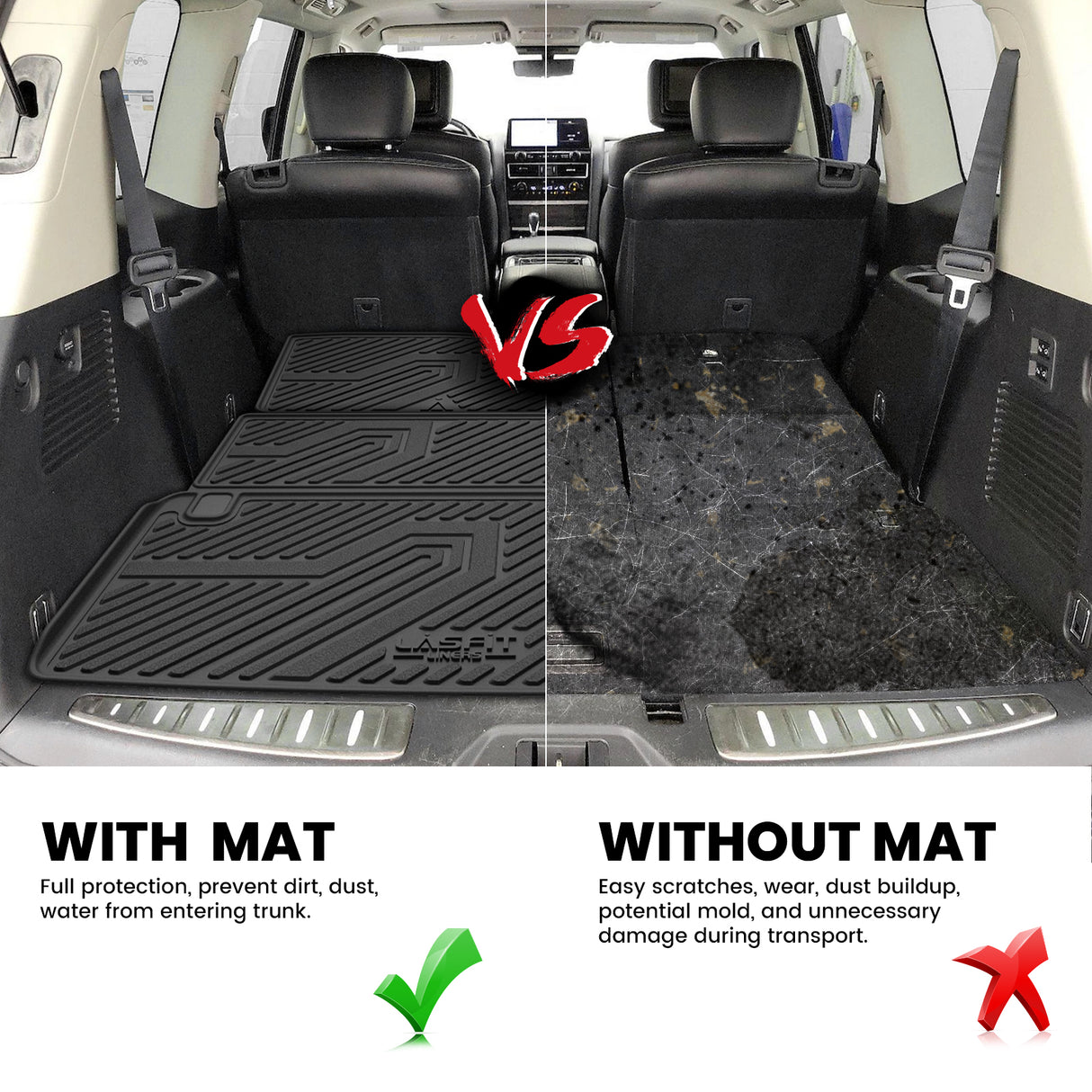 2019-2024 Infiniti QX80 Cargo Seatback Mats Compare