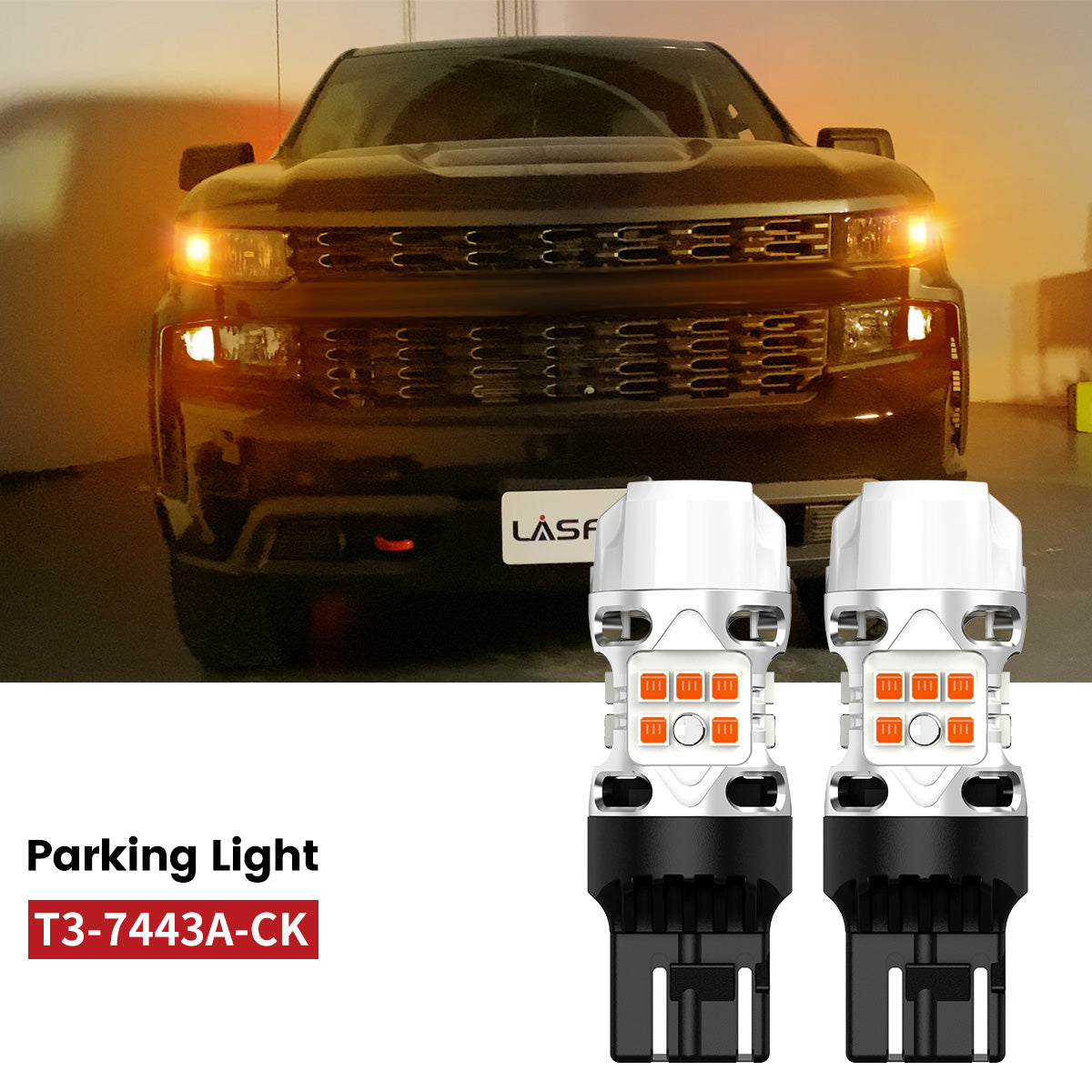 Lasfit 7443 led parking lights fit for 2019-2025 Chevy Silverado 1500 Custom/ Custom Trail Boss