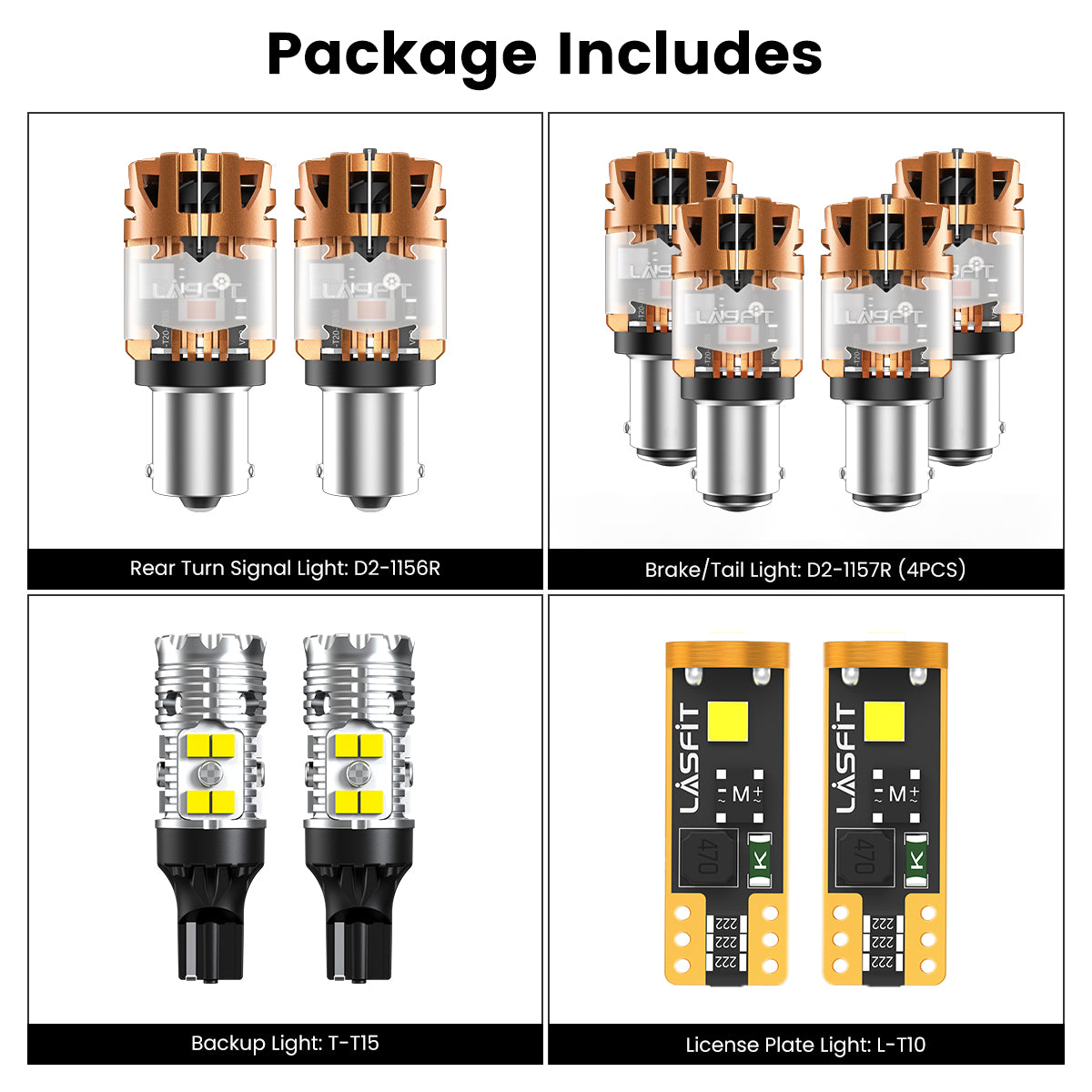 Lasfit combo package led bulbs for 2019-2025 Hyundai Palisade W/ Halogen Tail Lights