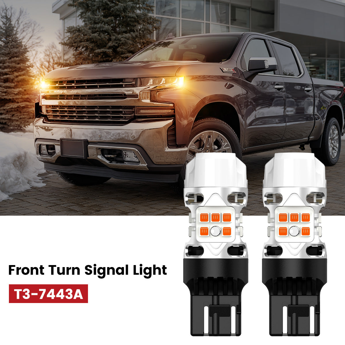 Lasfit 7443 led front turn signal lights fit for 2019-2026 Chevrolet Silverado 1500