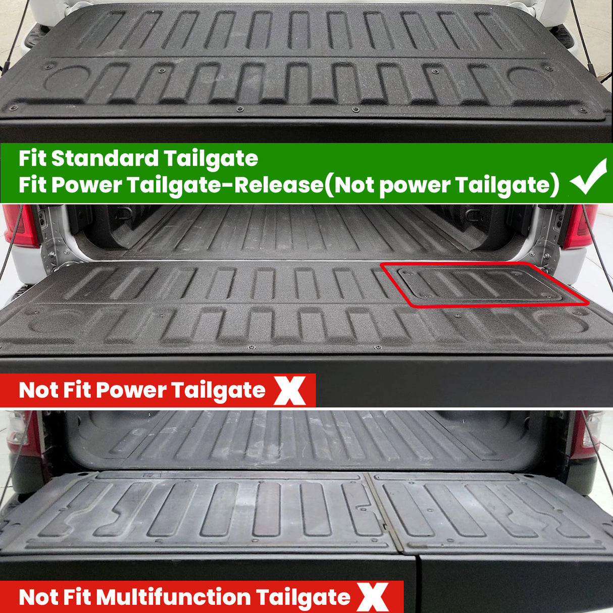 2019-2026 Ram 1500 Truck Tailgate Mat Fit Standard Tailgate Fit Power Tailgate-Release