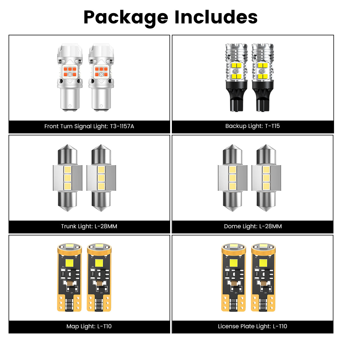 Lasfit combo package led bulbs for 2020-2022 Hyundai Ioniq Hybrid SEL/Hybrid Limited/Plug-in SEL/Plug-in Limited/Electric Limited