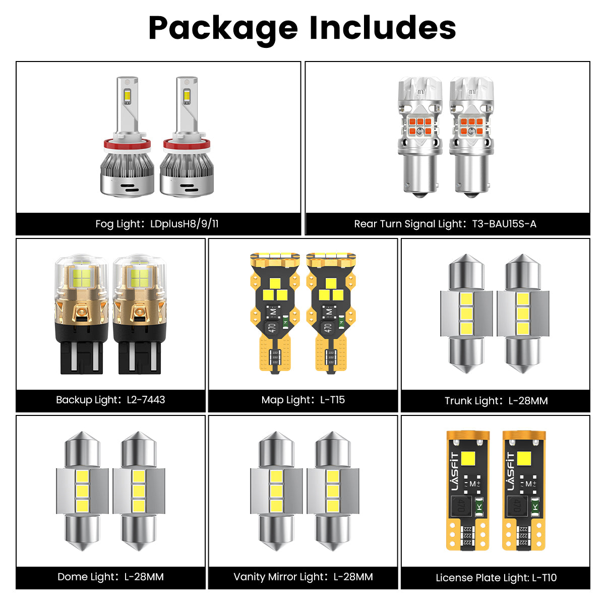 Lasfit combo package led bulbs for 2020-2022 Kia Sportage EX Premier