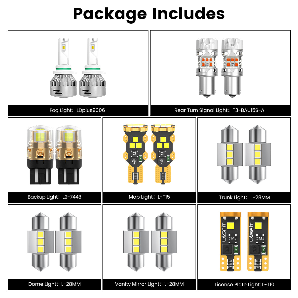 Lasfit combo package led bulbs for 2020-2022 Kia Sportage EX Premier