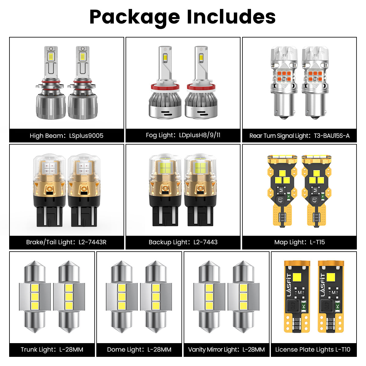 Lasfit combo package led bulbs for 2020-2022 Kia Sportage LX/Nightfall Edition/EX