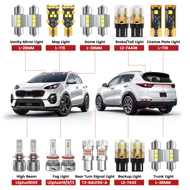 Lasfit led bulbs for 2020-2022 Kia Sportage