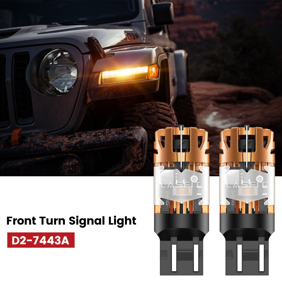 Lasfit 7443 led front turn signal lights fit for 2020-2025 Jeep Gladiator