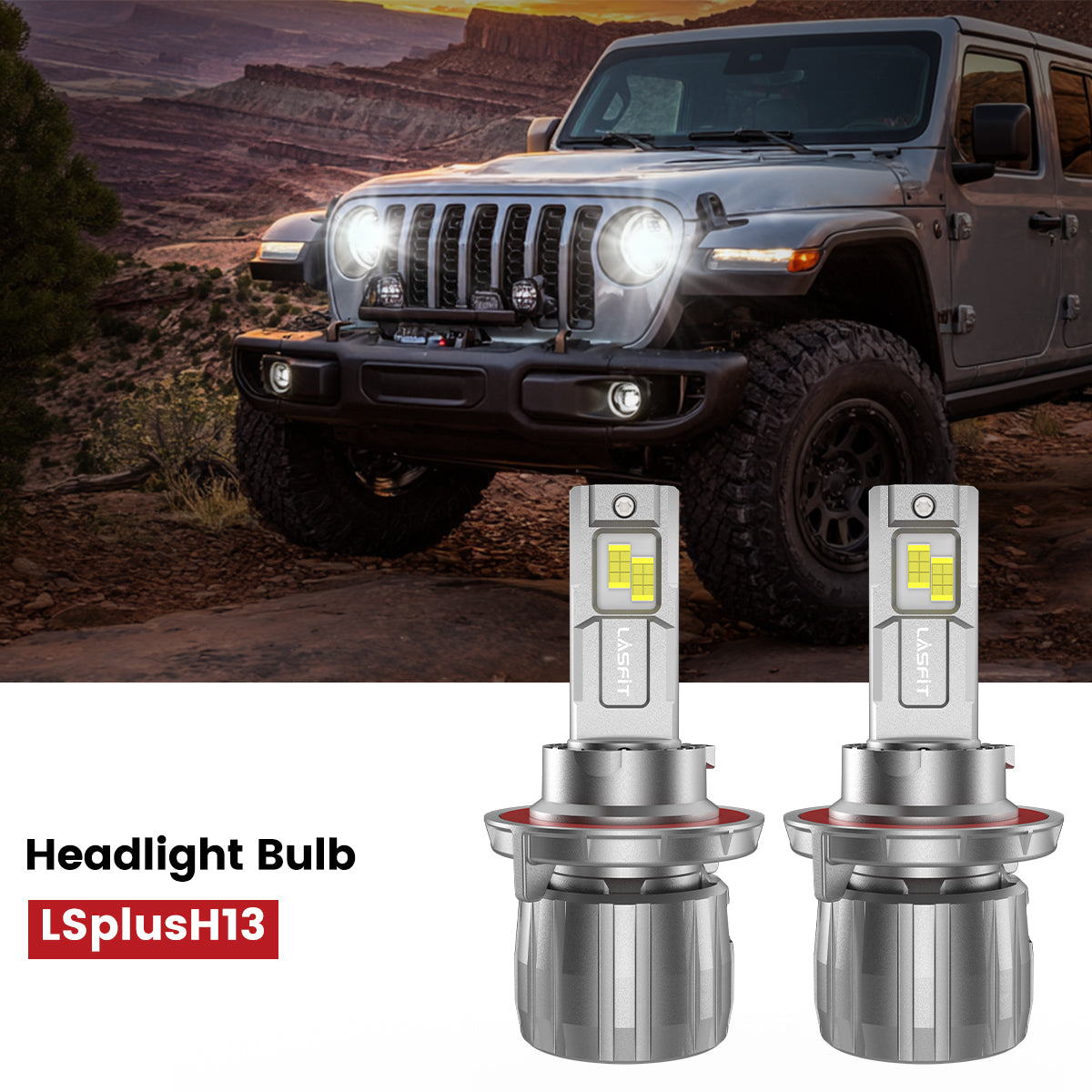 Lasfit H13 led headlight bulbs fit for 2020-2025 Jeep Gladiator