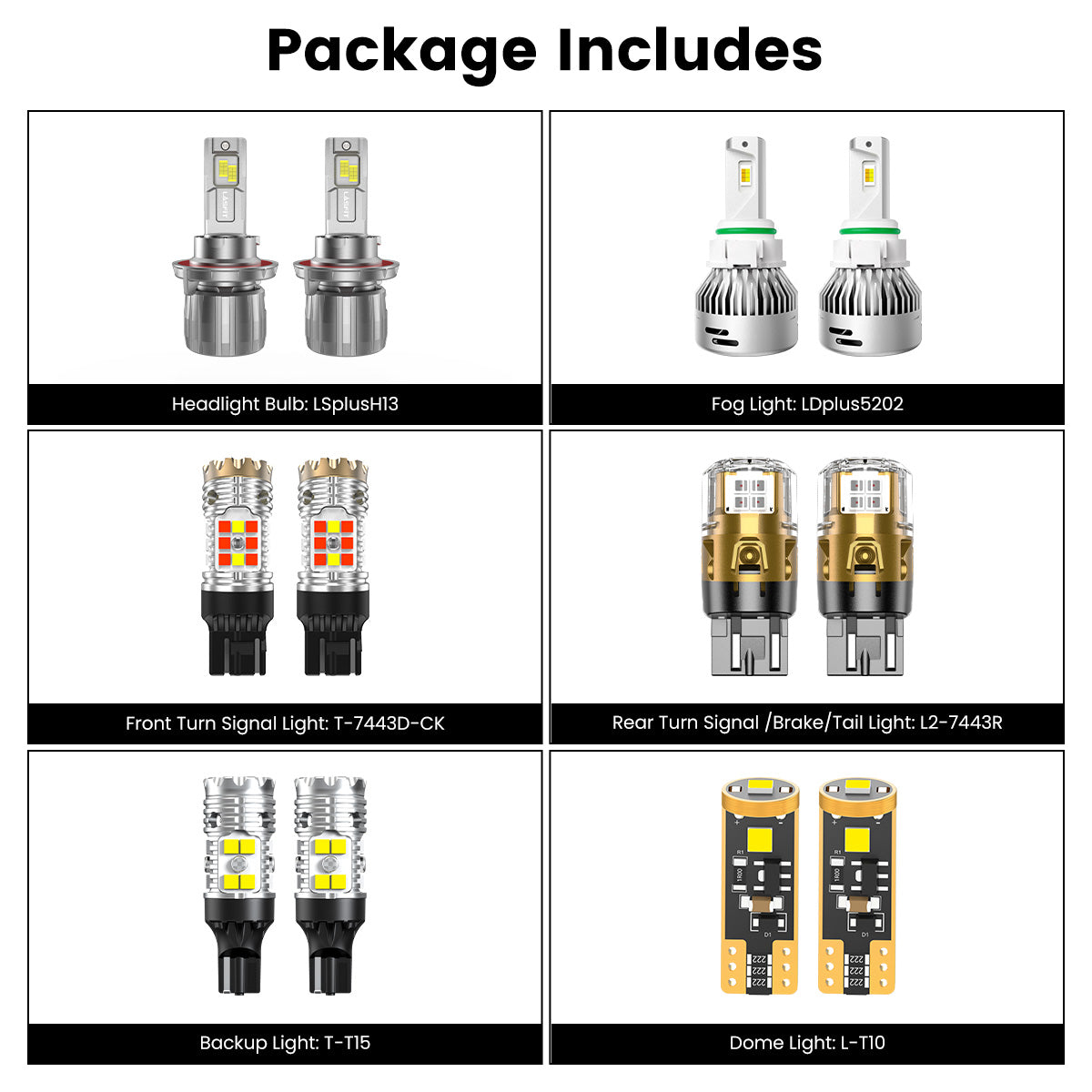 Lasfit combo package led bulbs for 2020-2025 Jeep Gladiator With Halogen Headlights W/o DRL