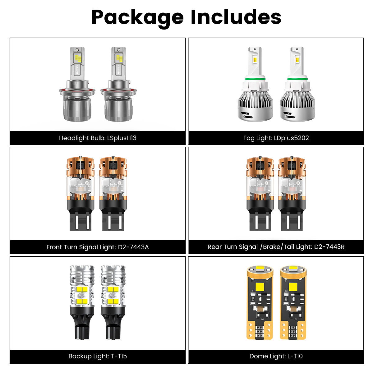 Lasfit combo package led bulbs for 2020-2025 Jeep Gladiator With Halogen Headlights W/o DRL