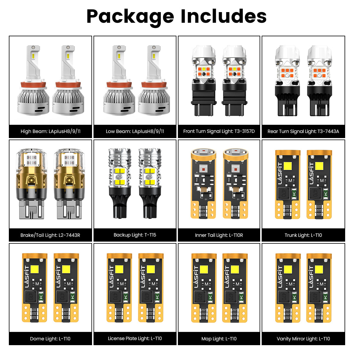 Lasfit combo package led bulbs for 2020-2025 Nissan Sentra W/ Halogen Headlights