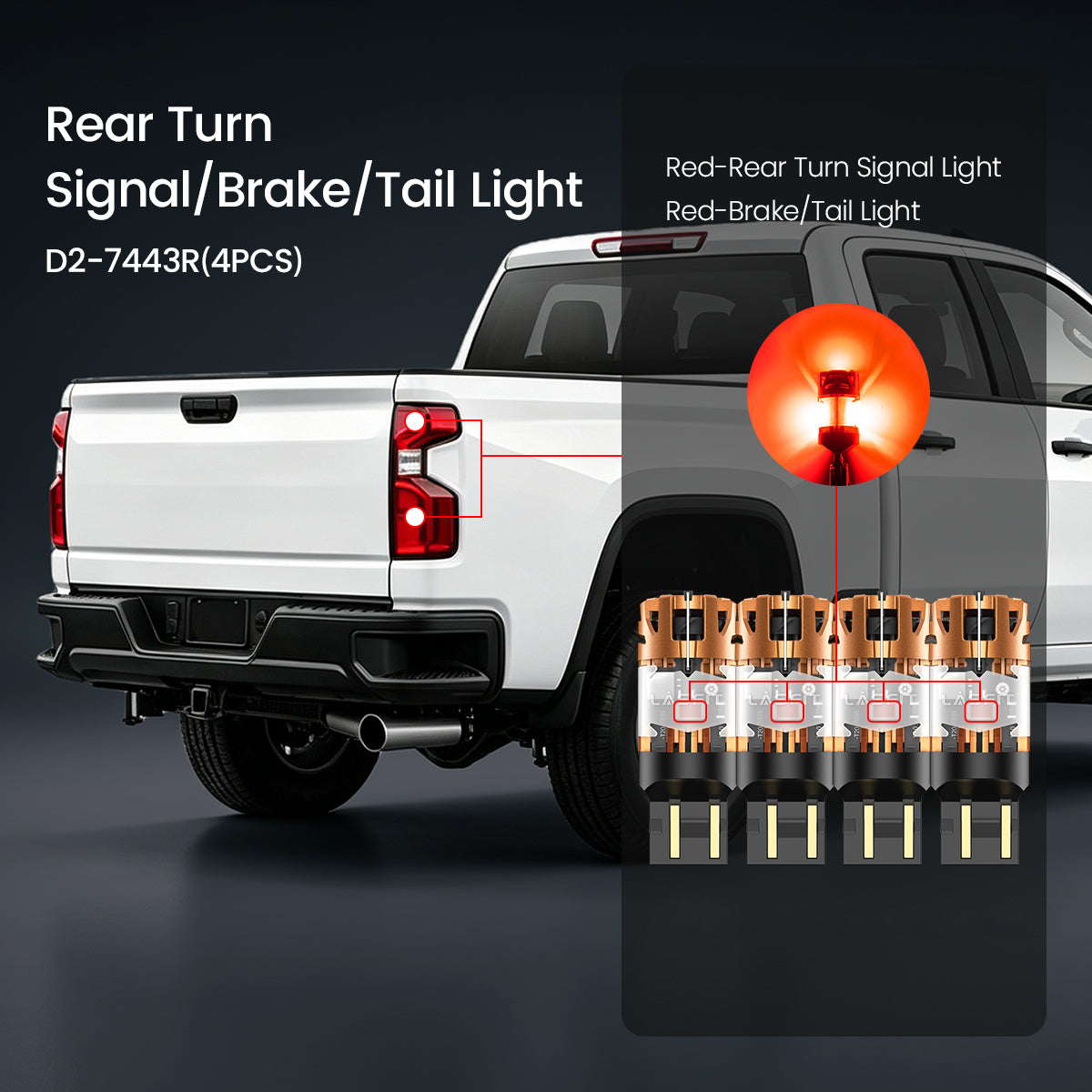 lasfit 7443 led rear turn signal brake tail lights for 2020-2026 chevrolet silverado 2500hd 3500hd