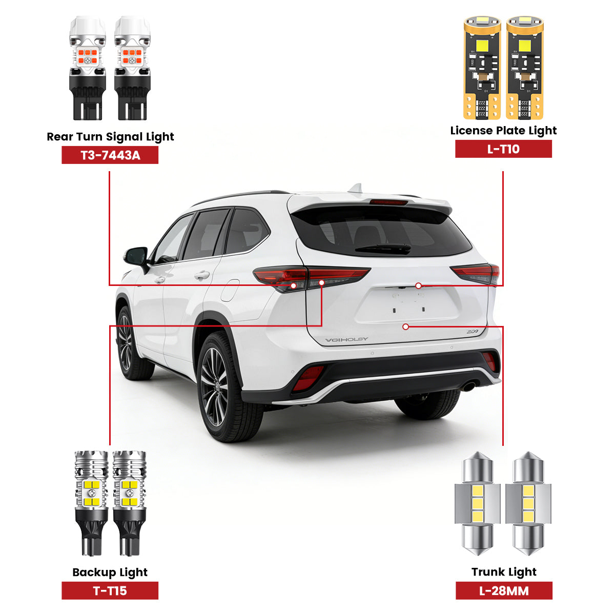 Lasfit rear led bulbs for 2020-2026 Toyota Highlander