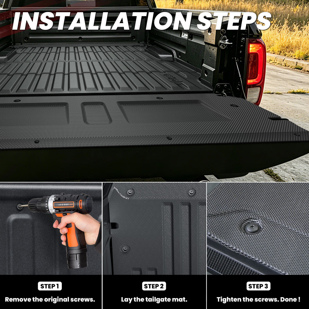 2020-2026 Honda Ridgeline Tailgate Mat Installation Steps