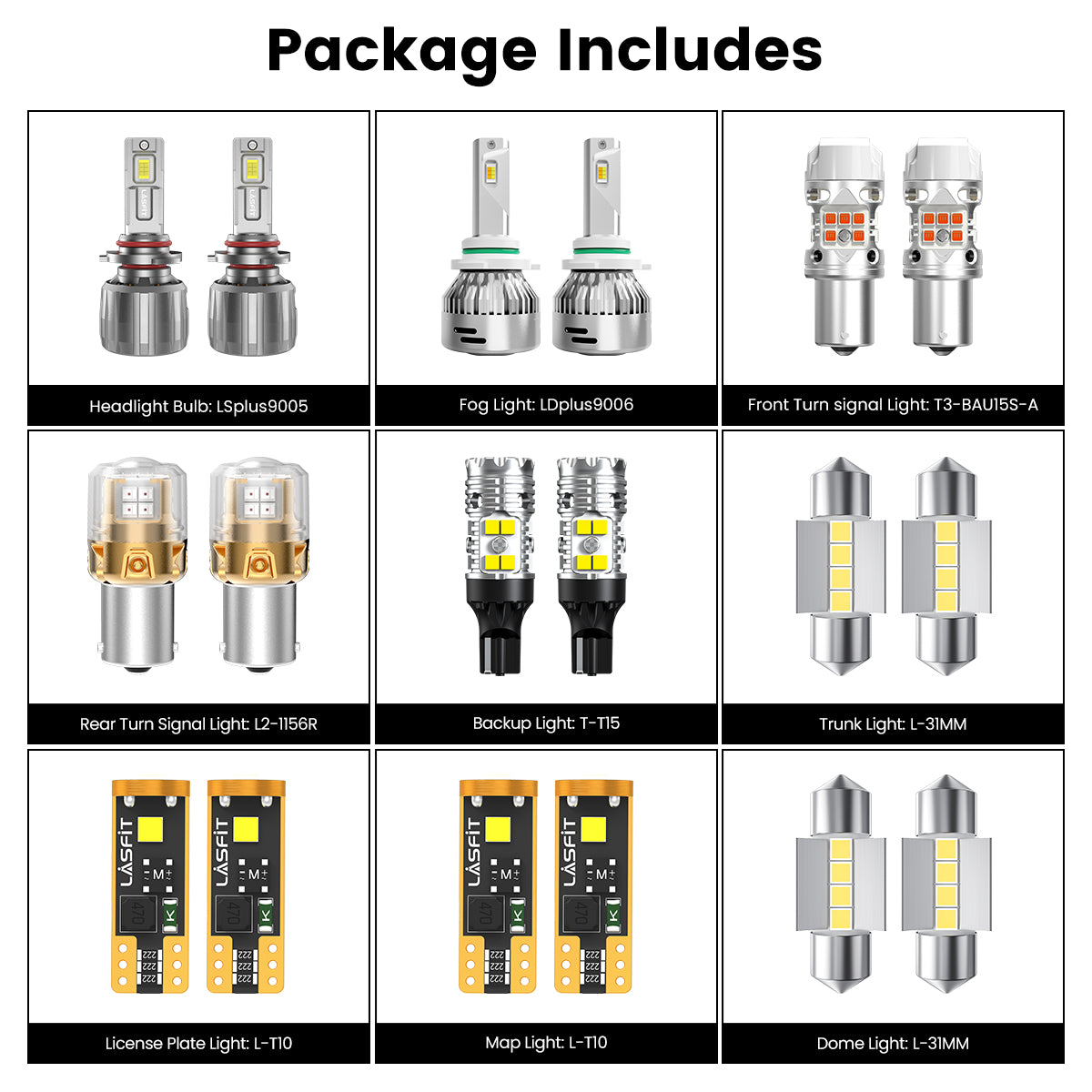 Lasfit combo package led bulbs for 2021-2023 Kia Seltos S/EX/Nightfall Edition/S 1.6T