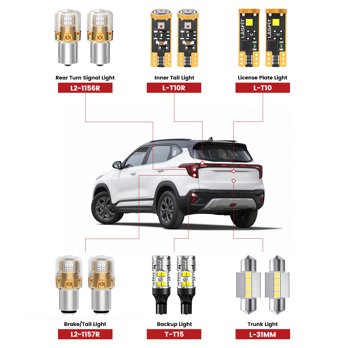 Lasfit rear led bulbs for 2021-2023 Kia Seltos