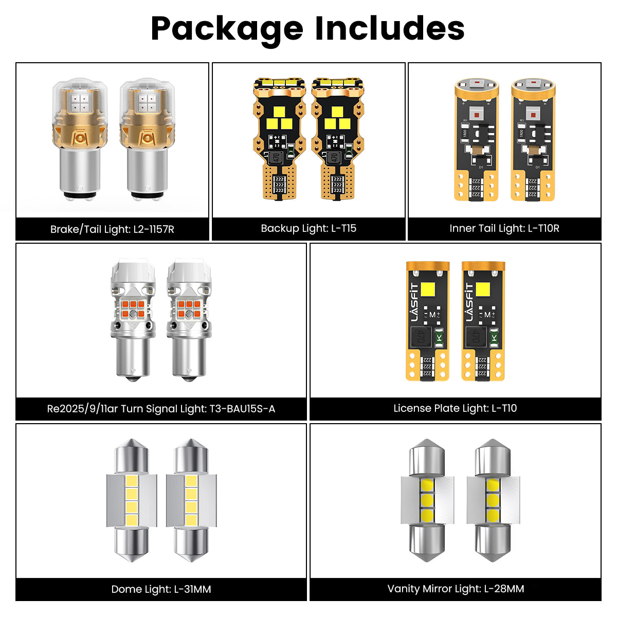 Lasfit combo package led bulbs for 2021-2024 Kia K5 W/o LED Fog Lights