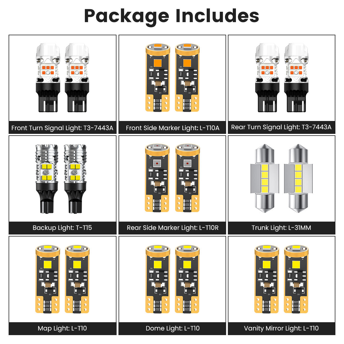 Lasfit combo package led bulbs for 2021-2025 Nissan Rogue S SV SL Rock Creek
