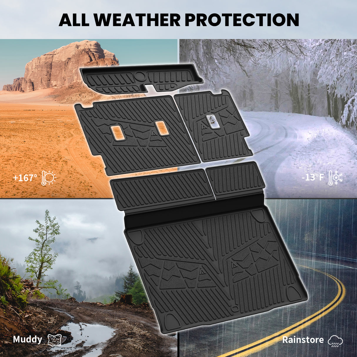 2021-2025 Ford Bronco Seatback & Cargo Mats, Fit 4-Door & Carpet Floor All Weather Protection