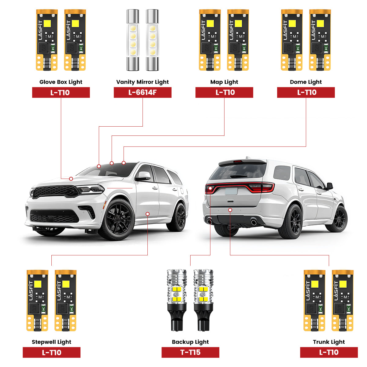 Lasfit led bulbs for 2021-2026 Dodge Durango