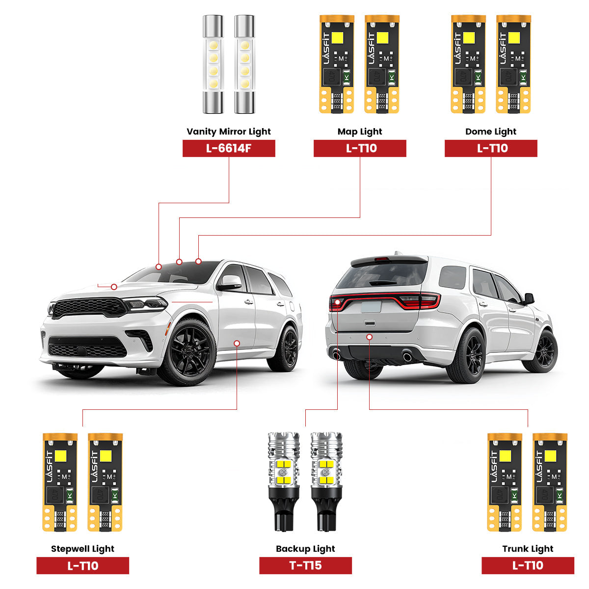 Lasfit led bulbs for 2021-2026 Dodge Durango