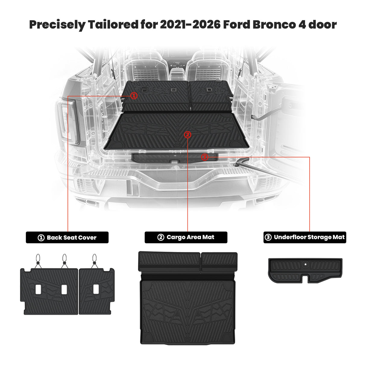 2021-2026 Ford Bronco Seatback & Cargo Mats Installation