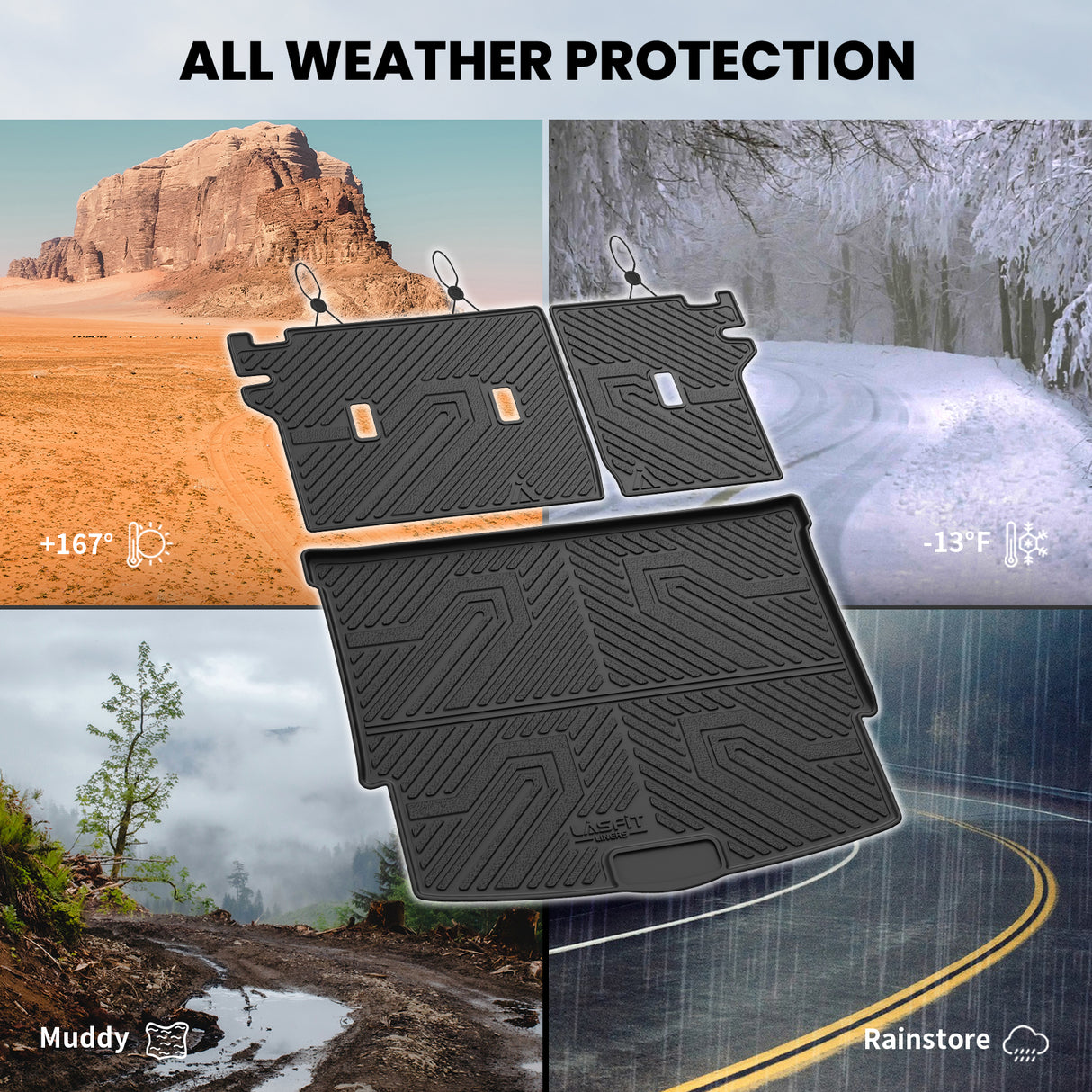 Fit for 2021-2026 Nissan Rogue TPE Material Seatback & Cargo Mats All Weather Protection