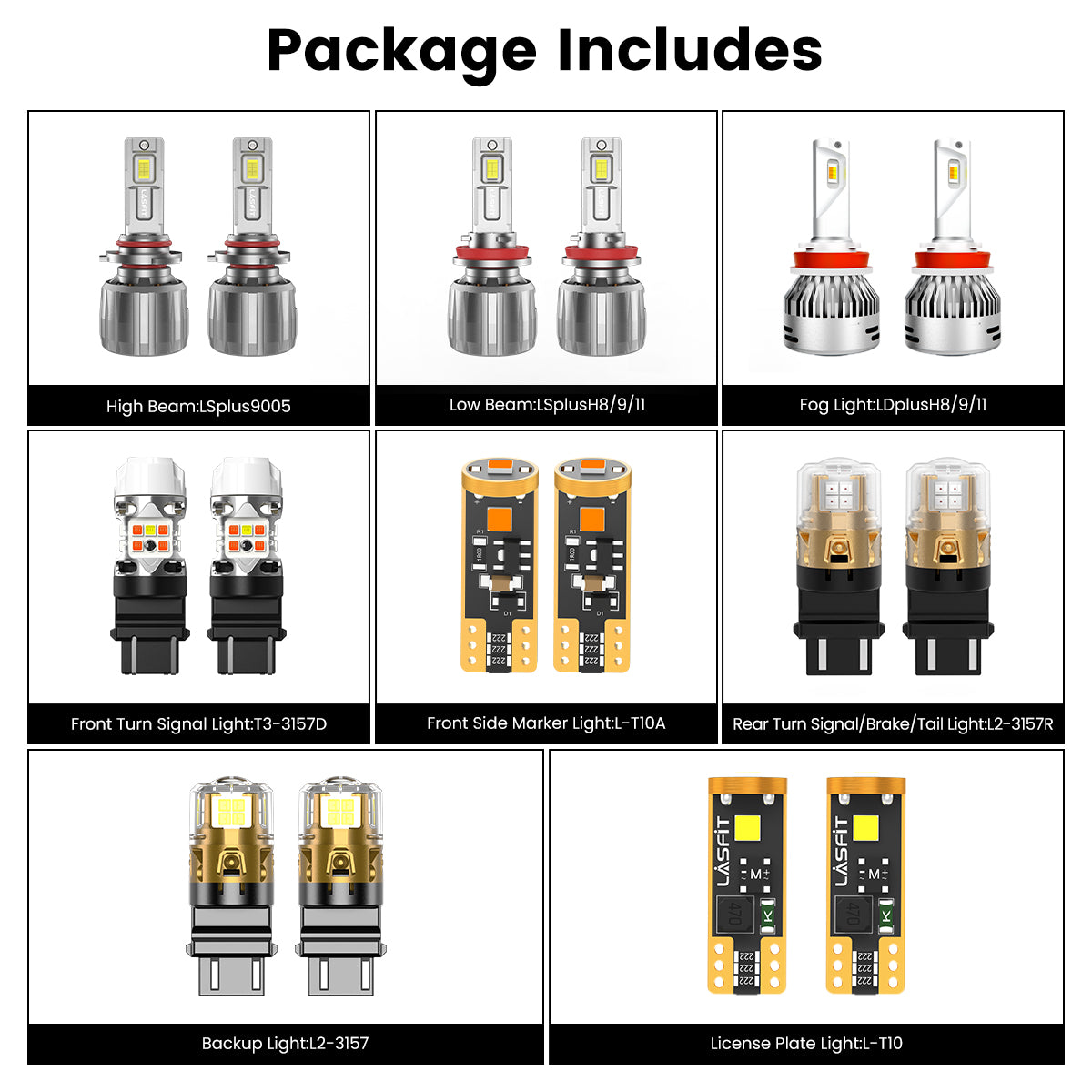 Lasfit combo package led bulbs for 2022-2023 Ford E-Transit W/ Halogen Tail Lights W/ Fog Light