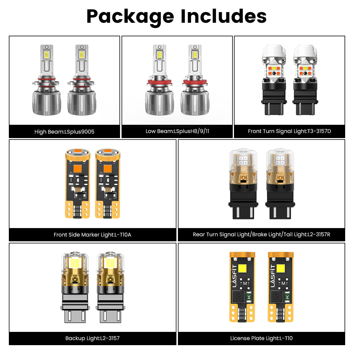 Lasfit combo package led bulbs for 2022-2023 Ford E-Transit W/ Halogen Tail Lights W/o Fog Light