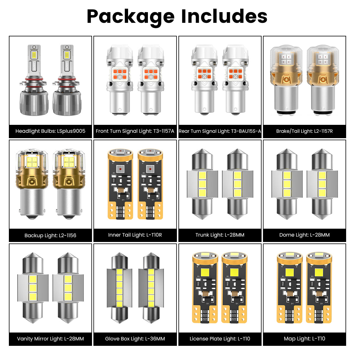 Lasfit combo package led bulbs for 2022-2023 Hyundai Kona W/ Halogen Headlights