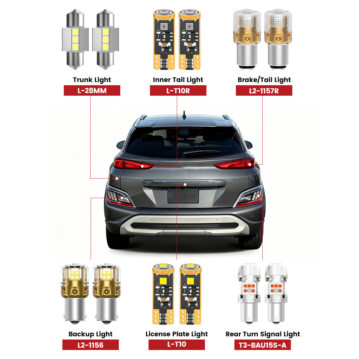 Lasfit rear led bulbs for 2022-2023 Hyundai Kona